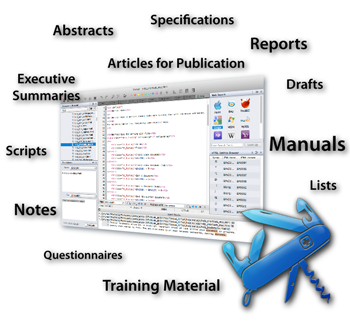 Textual is ideal for Abstracts, Articles for Publication, Drafts, Executive Summaries, Lists, Manuals, Notes, Questionnaires, Reports, Scripts, Specifications, Training Material